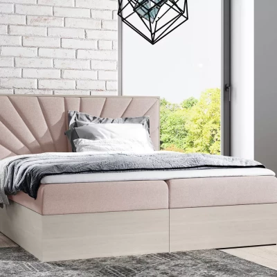 Čalouněná manželská postel 160x220 CHANTELLE 7 - nordic teak / růžová + topper ZDARMA
