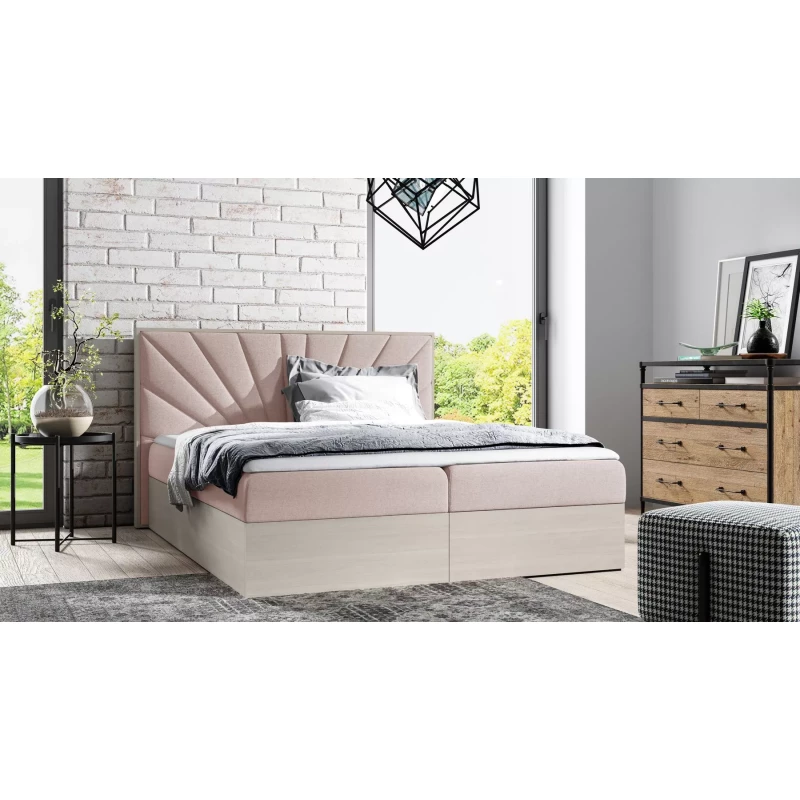 Čalouněná manželská postel 160x220 CHANTELLE 7 - nordic teak / růžová + topper ZDARMA