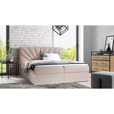 Čalouněná manželská postel 160x220 CHANTELLE 7 - nordic teak / růžová + topper ZDARMA