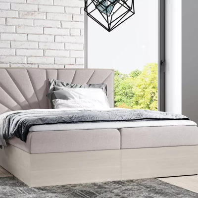 Čalouněná manželská postel 160x220 CHANTELLE 7 - nordic teak / béžová + topper ZDARMA