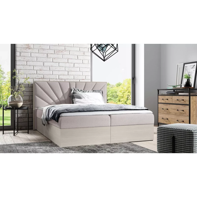 Čalouněná manželská postel 160x220 CHANTELLE 7 - nordic teak / béžová + topper ZDARMA