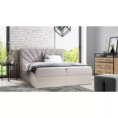 Čalouněná manželská postel 160x220 CHANTELLE 7 - nordic teak / béžová + topper ZDARMA