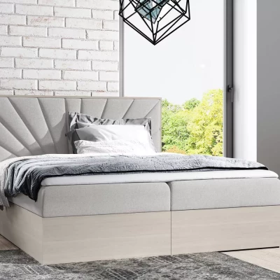 Čalouněná manželská postel 160x220 CHANTELLE 7 - nordic teak / popelavá + topper ZDARMA