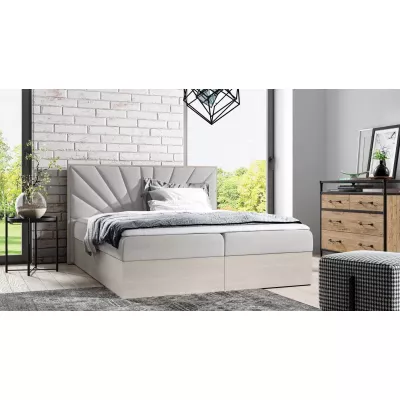 Čalouněná manželská postel 160x220 CHANTELLE 7 - nordic teak / popelavá + topper ZDARMA