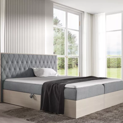 Manželská postel 140x220 CHANTELLE 6 - nordic teak / šedá + topper ZDARMA
