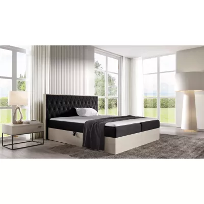 Manželská postel 140x220 CHANTELLE 6 - nordic teak / grafitová + topper ZDARMA