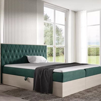 Manželská postel 140x220 CHANTELLE 6 - nordic teak / zelená + topper ZDARMA
