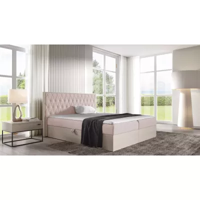 Manželská postel 140x220 CHANTELLE 6 - nordic teak / růžová + topper ZDARMA