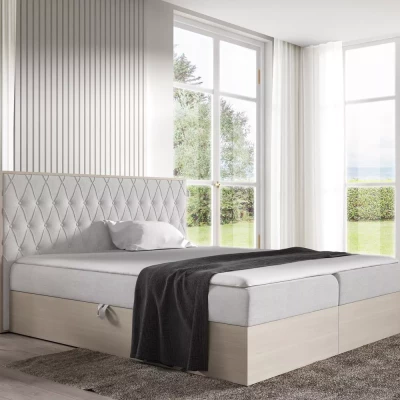 Manželská postel 140x220 CHANTELLE 6 - nordic teak / světle šedá 2 + topper ZDARMA