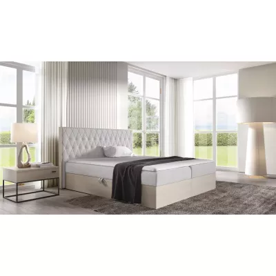 Manželská postel 140x220 CHANTELLE 6 - nordic teak / světle šedá 2 + topper ZDARMA