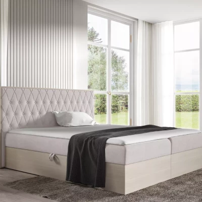 Manželská postel 140x220 CHANTELLE 6 - nordic teak / béžová + topper ZDARMA