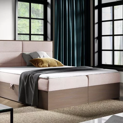 Manželská postel 180x220 CHANTELLE 5 - tmavý dub / růžová + topper ZDARMA