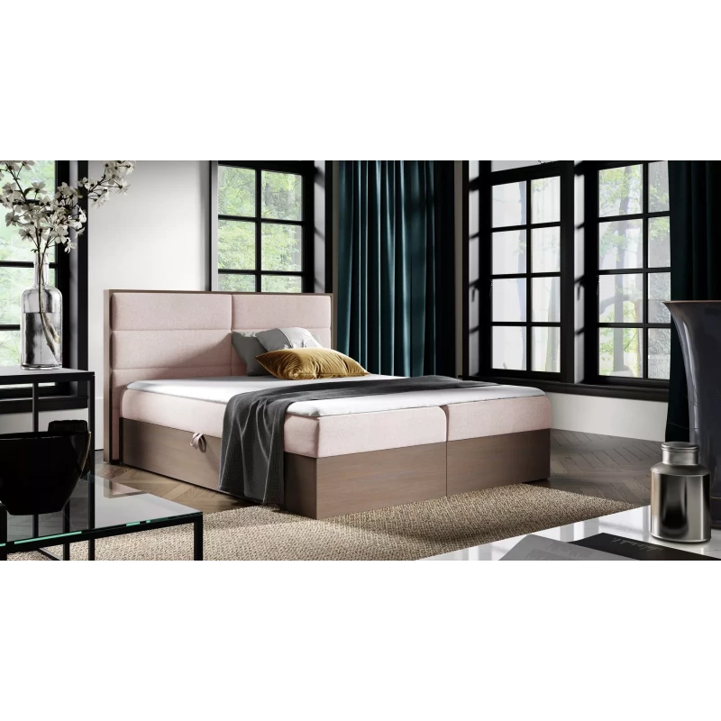 Manželská postel 180x220 CHANTELLE 5 - tmavý dub / růžová + topper ZDARMA