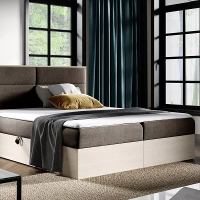 Manželská postel 180x220 CHANTELLE 5 - nordic teak / hnědá + topper ZDARMA