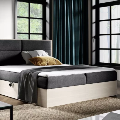 Manželská postel 180x220 CHANTELLE 5 - nordic teak / grafitová + topper ZDARMA