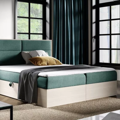 Manželská postel 180x220 CHANTELLE 5 - nordic teak / zelená + topper ZDARMA