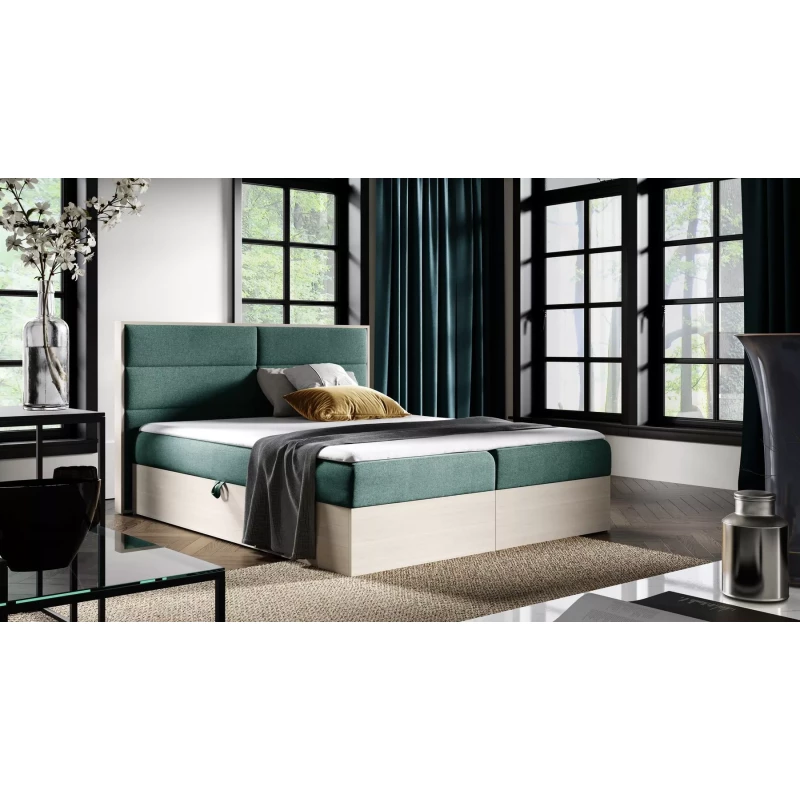 Manželská postel 180x220 CHANTELLE 5 - nordic teak / zelená + topper ZDARMA