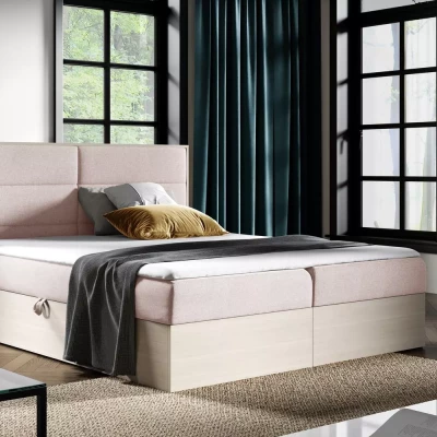 Manželská postel 180x220 CHANTELLE 5 - nordic teak / růžová + topper ZDARMA