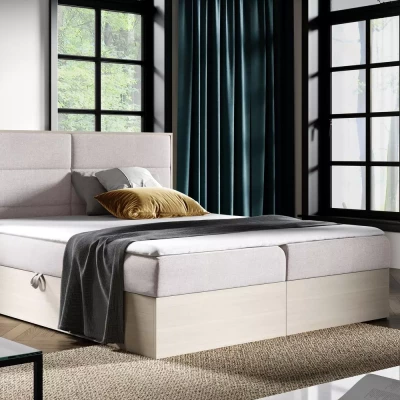 Manželská postel 180x220 CHANTELLE 5 - nordic teak / béžová + topper ZDARMA
