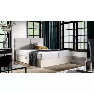 Manželská postel 140x220 CHANTELLE 5 - nordic teak / světle šedá 2 + topper ZDARMA