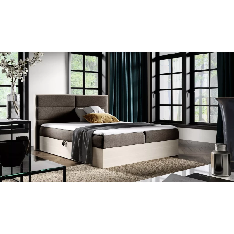 Manželská postel 140x220 CHANTELLE 5 - nordic teak / hnědá + topper ZDARMA