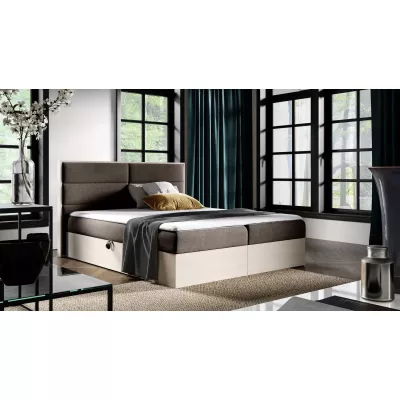 Manželská postel 140x220 CHANTELLE 5 - nordic teak / hnědá + topper ZDARMA