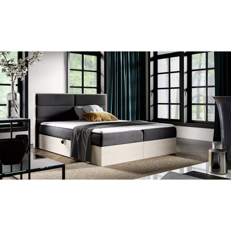 Manželská postel 140x220 CHANTELLE 5 - nordic teak / grafitová + topper ZDARMA