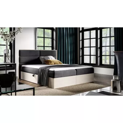 Manželská postel 140x220 CHANTELLE 5 - nordic teak / grafitová + topper ZDARMA