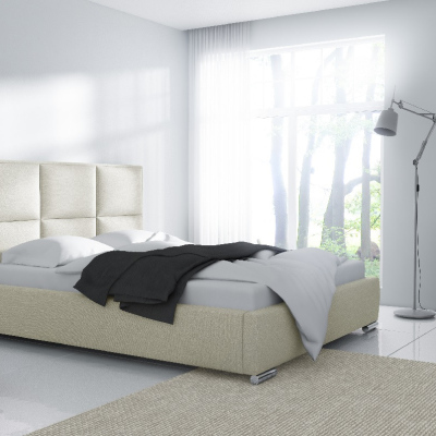 Designová postel Venezia s vysokým čelem a úložným prostorem béžová 160 x 200