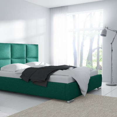 Designová postel Venezia s vysokým čelem a úložným prostorem zelená 160 x 200