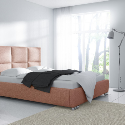 Designová postel Venezia s vysokým čelem a úložným prostorem lososová 160 x 200