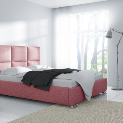 Designová postel Venezia s vysokým čelem a úložným prostorem růžová 160 x 200