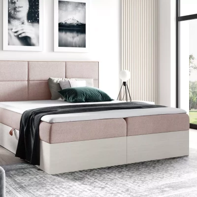 Manželská postel 200x220 CHANTELLE 2 - nordic teak / růžová + topper ZDARMA