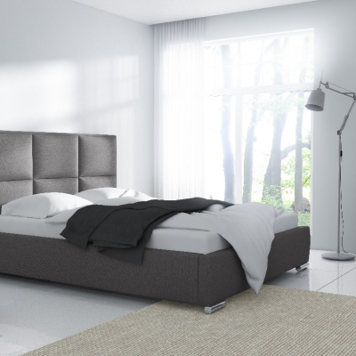 Designová postel Venezia s vysokým čelem a úložným prostorem šedá 160 x 200