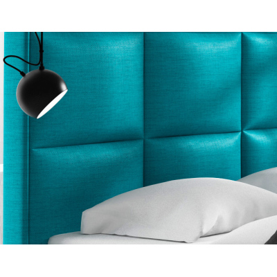 Designová postel Venezia s vysokým čelem a úložným prostorem tyrkysová 180 x 200