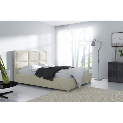 Designová postel Venezia s vysokým čelem a úložným prostorem béžová 180 x 200