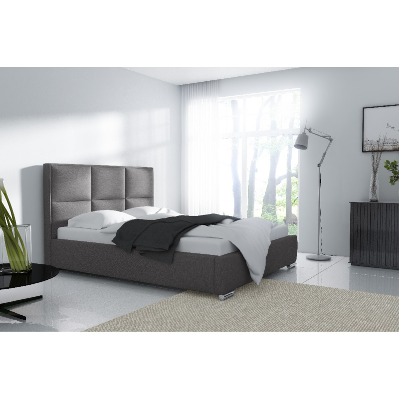 Designová postel Venezia s vysokým čelem a úložným prostorem šedá 180 x 200