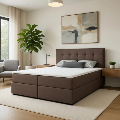 Manželská postel 160x200 s úložným prostorem STIG 2 - hnědá