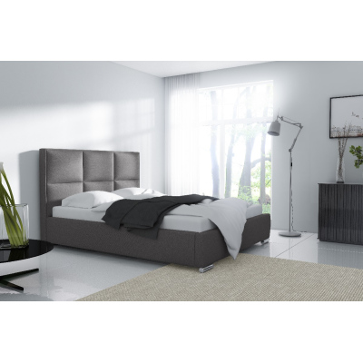 Designová postel Venezia s vysokým čelem a úložným prostorem šedá 200 x 200