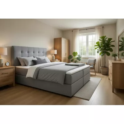 Manželská postel 180x200 s úložným prostorem STIG 2 - světle šedá