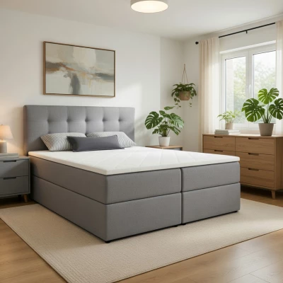 Manželská postel 180x200 s úložným prostorem STIG 2 - světle šedá