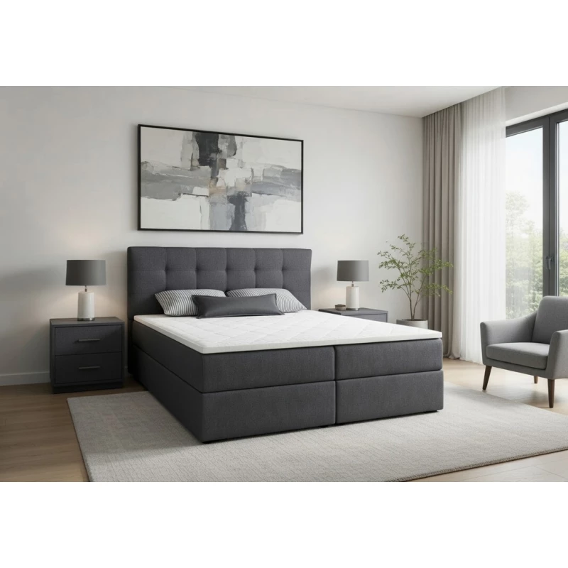 Manželská postel 180x200 s úložným prostorem STIG 2 - šedá