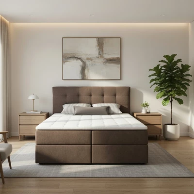 Manželská postel 180x200 s úložným prostorem STIG 2 - světle hnědá
