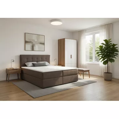 Manželská postel 180x200 s úložným prostorem STIG 2 - světle hnědá