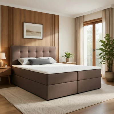 Manželská postel 180x200 s úložným prostorem STIG 2 - světle hnědá
