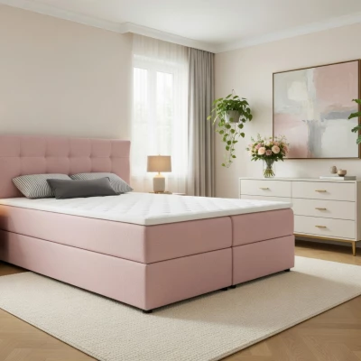 Manželská postel 180x200 s úložným prostorem STIG 2 - růžová