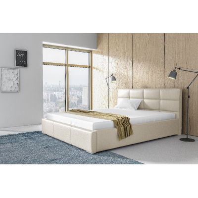 Elegantní postel Garret s úložným prostorem béžová eko kůže 160 x 200