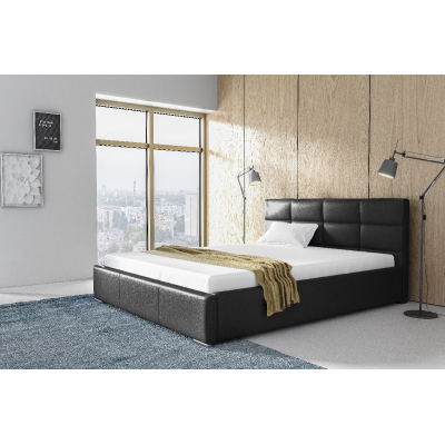 Elegantní postel Garret s úložným prostorem černá eko kůže 160 x 200