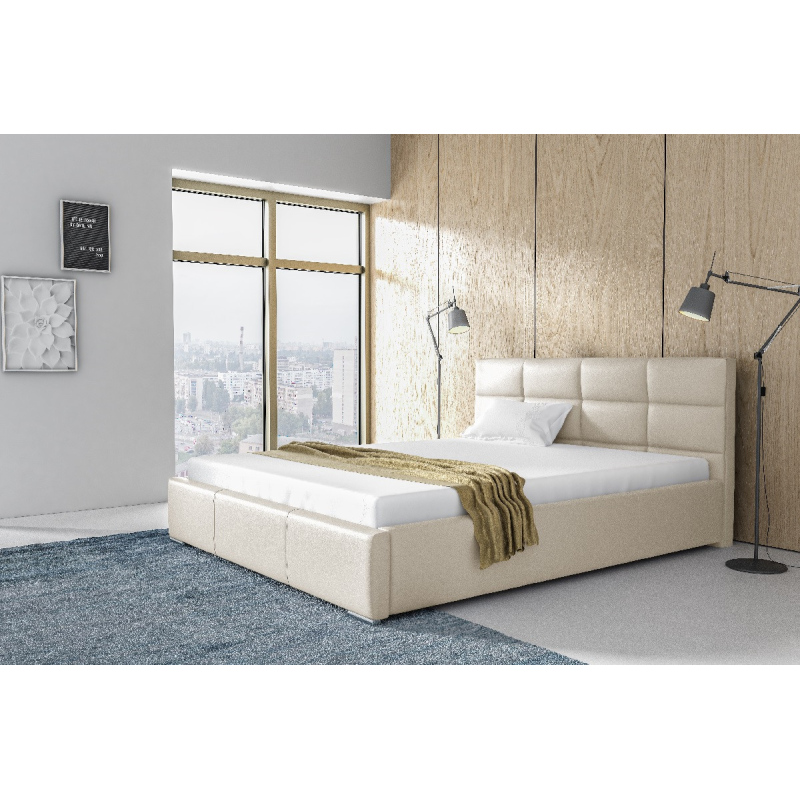 Elegantní postel Garret s úložným prostorem béžová eko kůže 180 x 200