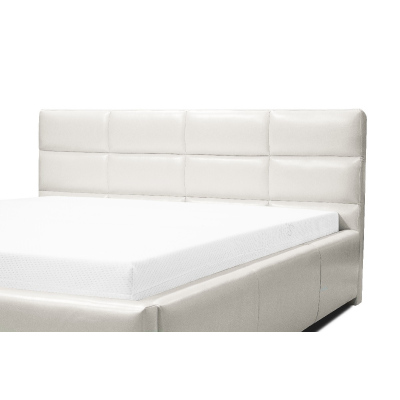 Elegantní postel Garret s úložným prostorem bílá eko kůže 180 x 200